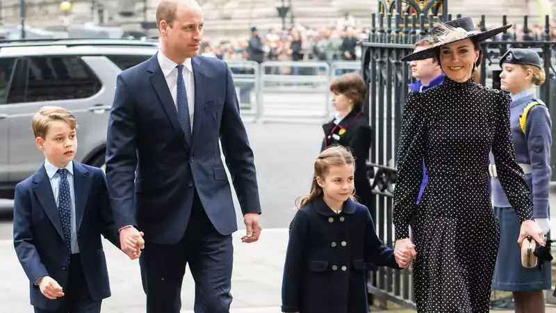 Kate Middleton reassures Princess Charlotte as she attends Prince Philip's memorial service.