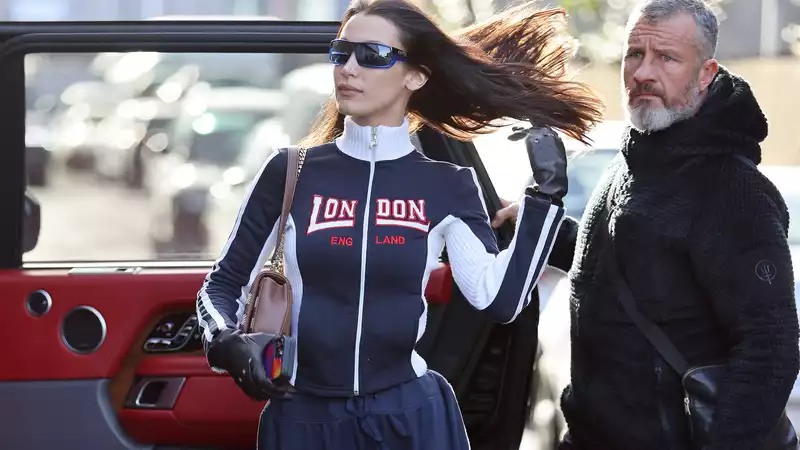 Bella Hadid, Athletic, Gorgeous and Windswept, Walks in London