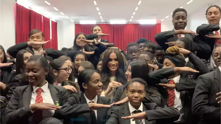 Meghan Markle makes a surprise visit to a school on International Women's Day