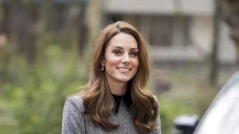 Kate Middleton shows off her curtain bangs and shorter-than-usual hair.