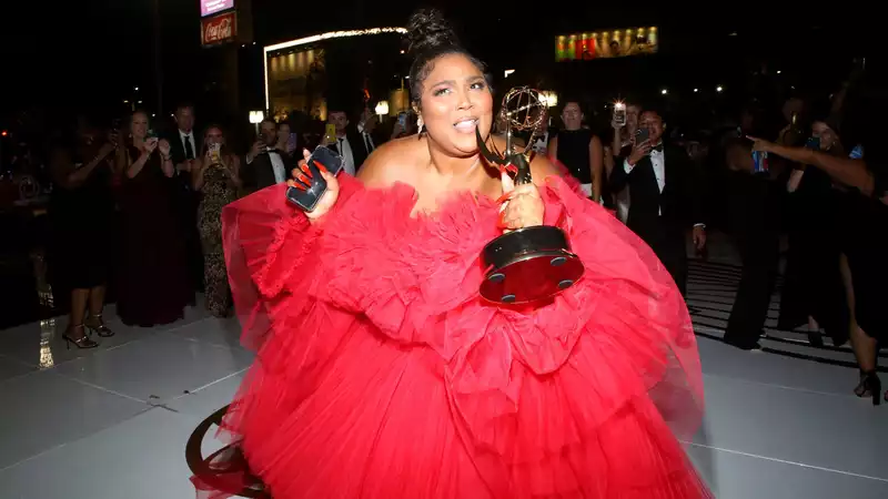 Rizzo presents 2022 Emmy dress to fan who says she wants to wear it to the event.