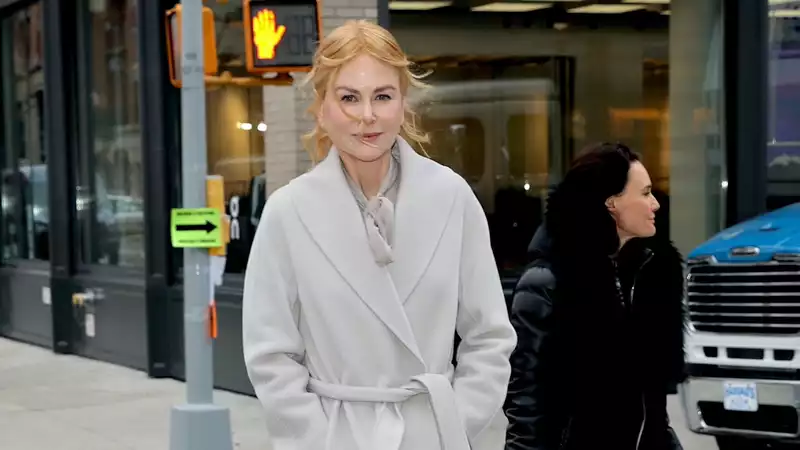 Nicole Kidman wears a robe and slippers in New York City