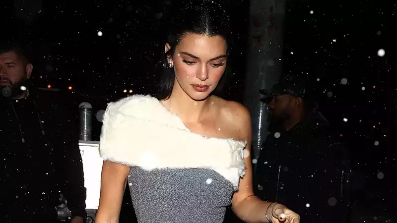 Kendall Jenner walks in the snow without a mini dress, heels, or coat