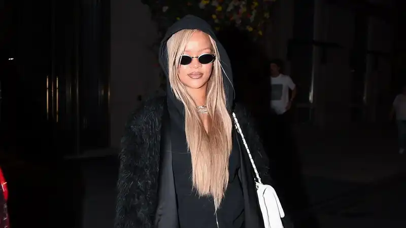 Rihanna elevates an edgy monotone outfit with a timeless Chanel bag