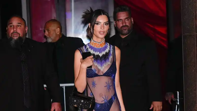 Emily Rutkowski changes out of a nude dress at the 2024 Met Gala after-party.