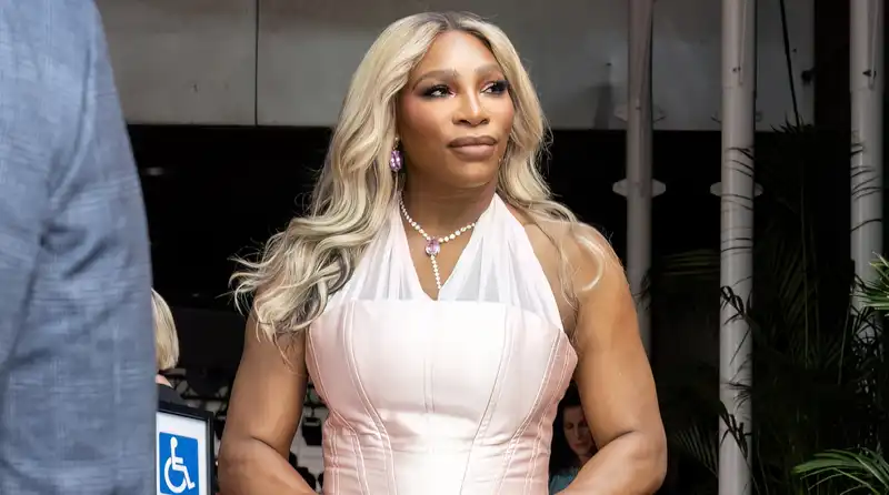 Serena Williams is a modern-day Marilyn Monroe in a soft pink corset dress.