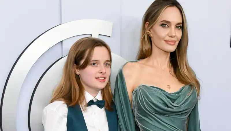 Angelina Jolie and daughter Vivienne celebrate Jolie's first Tony victory in matching outfits