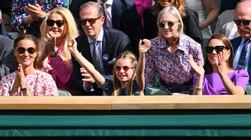 Pippa Middleton Matthews repurposed a pink and white floral dress to attend Wimbledon with her sister Princess Kate and niece Princess Charlotte