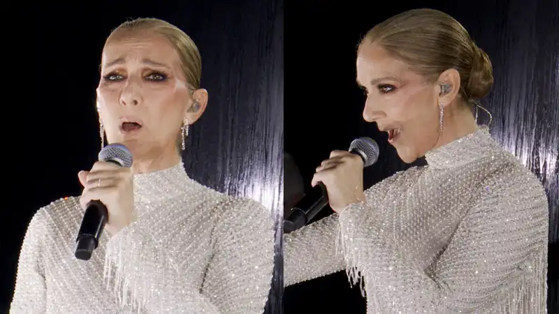 Celine Dion, over 1,000 hours of work on her crystal-coated Dior Opening Ceremony gown