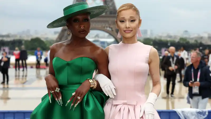 Ariana Grande and Cynthia Erivo attend the Opening Ceremony of the 2024 Paris Olympics in “Wicked.