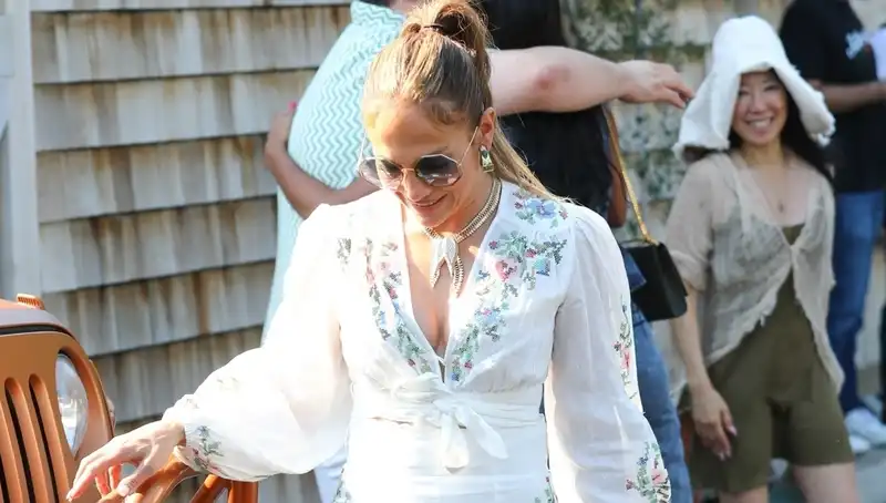 Jennifer Lopez goes full Eurocore at her 55th birthday lunch.