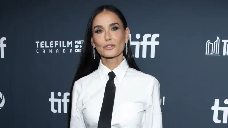 Demi Moore Revamps Fall Suit Trend with Button-Up Gown