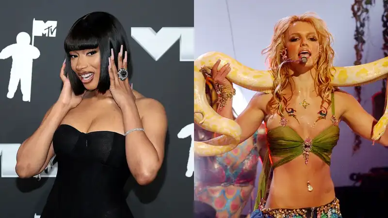 Meghan Seastallion pays tribute to Britney Spears at the 2024 VMAs - with a snake she demanded be taken off.