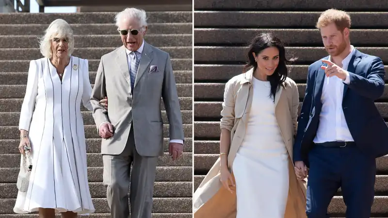 Prince Charles and Queen Camilla recreate Meghan and Harry's famous Sydney Opera House photo