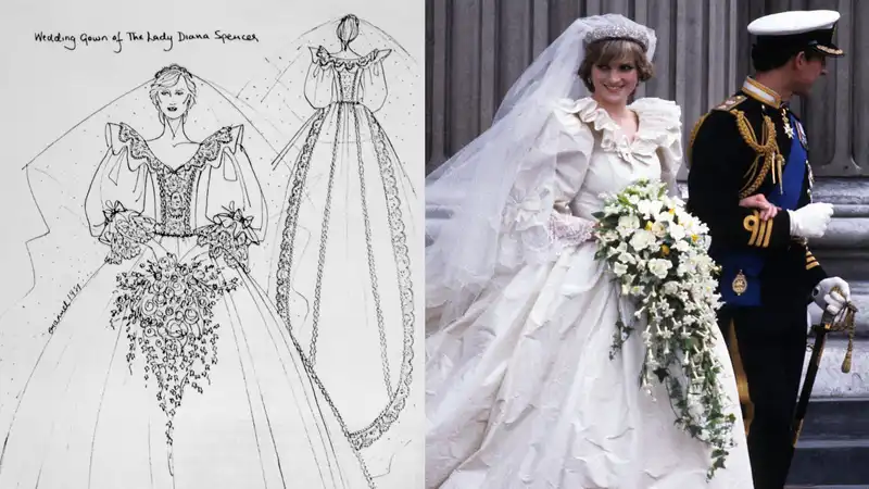 Princess Diana's wedding dress designer settles legal dispute over her dress sketch.