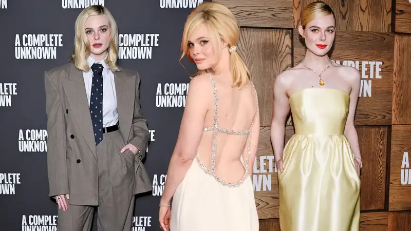 Elle Fanning wins the “A Complete Unknown” red carpet circuit with flying colors